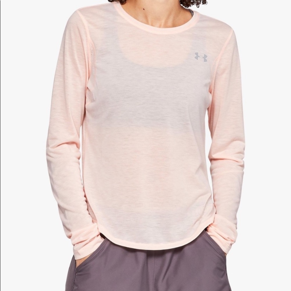 Pale Pink Under Armour LS Tee, L